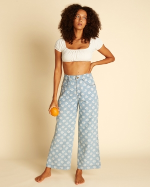 Women's Billabong Wrangler Perfect Pair High-Waisted Pants Blue | 169WYOMLI