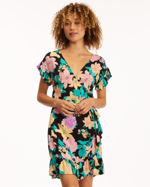 Women's Billabong Wrap And Roll Dress Black | 715SARLXV