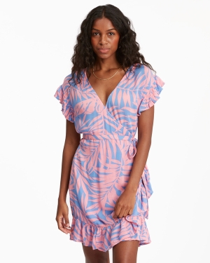 Women's Billabong Wrap And Roll Woven Dress Pink | 354EGBRKH