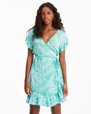 Women's Billabong Wrap And Roll Woven Dress Green | 428YKILHO