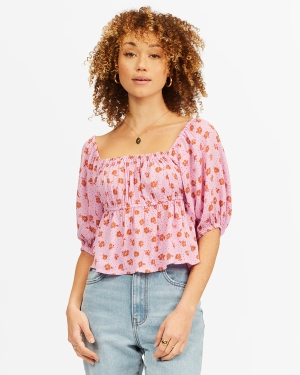 Women's Billabong You Wish Crop Tops Purple | 943FBUKON